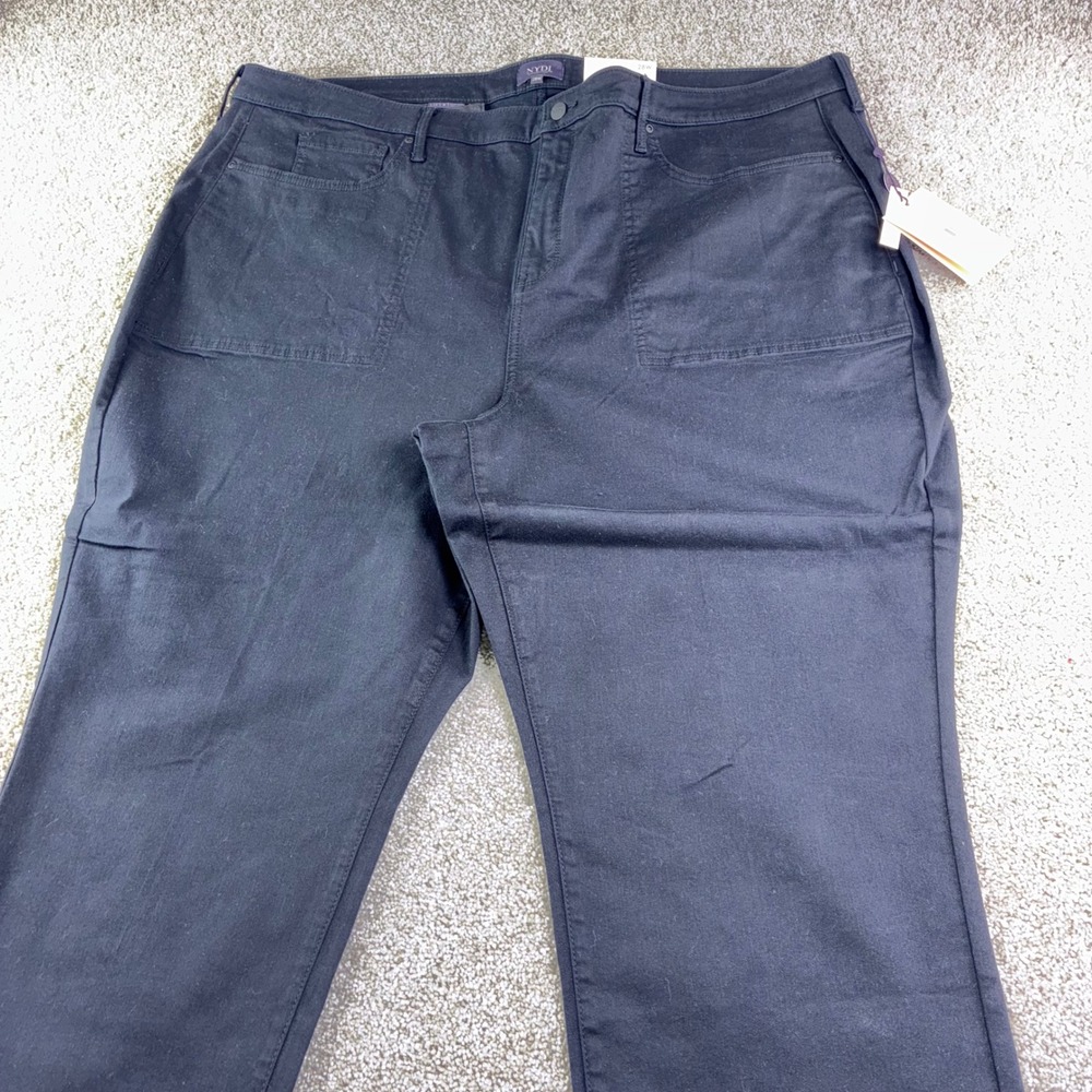 NYDJ Plus Size Black Stretch Milano Wide Leg Utility Pants Trousers 28W NWT